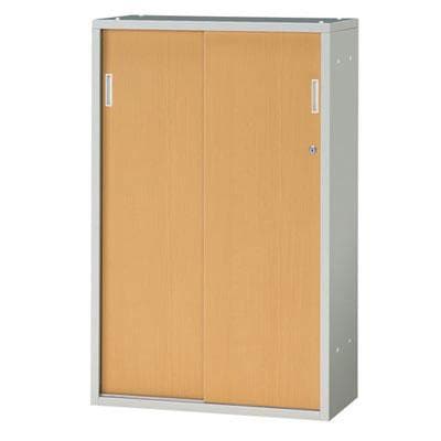 【引き戸タイプ】引違いで開けられA4書類も楽に収納できる鍵付きオフィス向けキャビネット「JL Storage 引違保管庫 下置用 鍵付き ホワイトメープル JT-JL-A110S-WM」