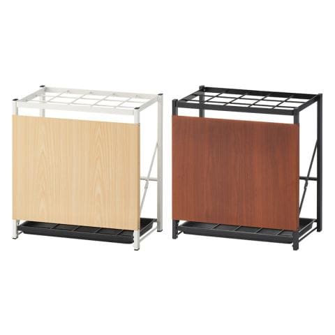 折りたたみ式傘立て 木目調パネル付き 15本収納 トレー付き