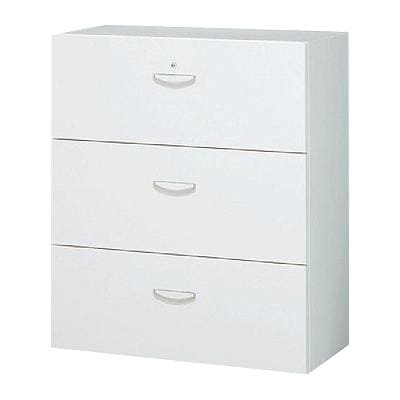 【ラテラルタイプ】オフィスの大事な書類をオールロックと開閉表示で管理できるキャビネット「クウォール スチール製 3段ラテラルキャビネット SE-RW4-310D」