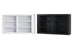 ガラス引戸書庫 引違い書庫浅型 幅1500×奥行400×高さ880mm
