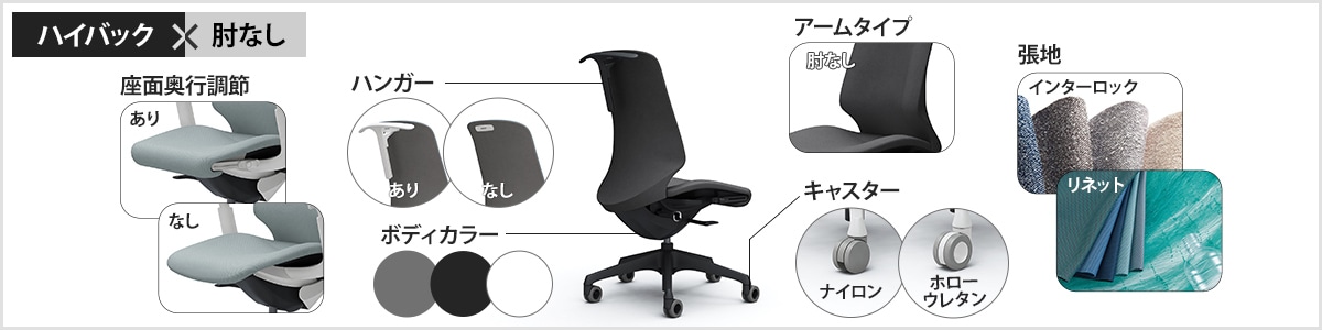 スフィア　ハイバック　肘無し