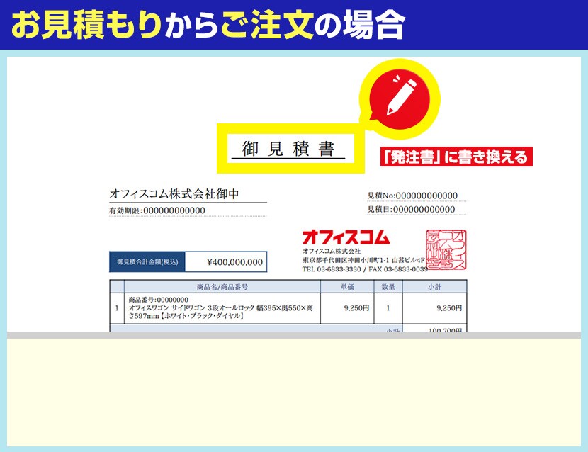 お見積もりからご注文の場合