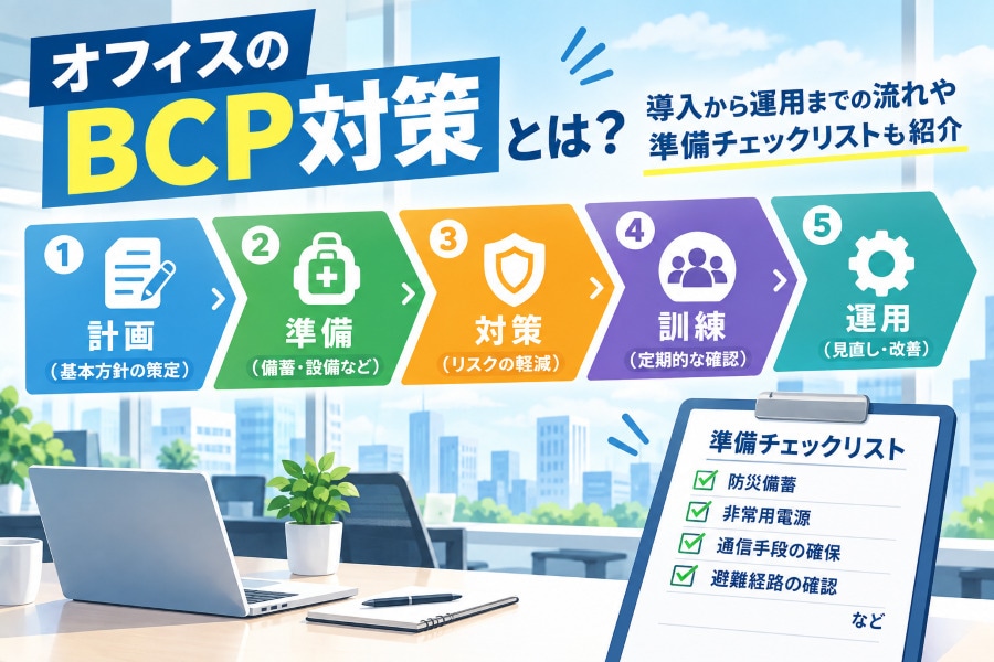 オフィスのBCP対策とは?導入から運用までの流れや準備チェックリストも紹介