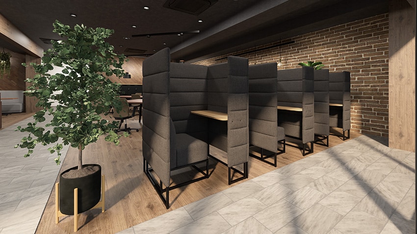 業務に合わせて選べる、多様なワークエリア