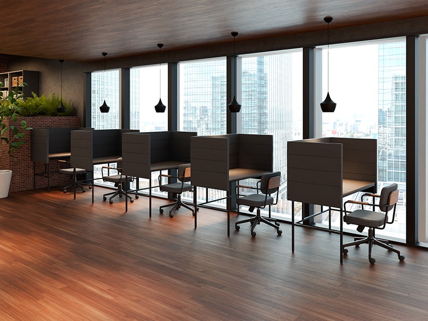 集中と交流を自在に行き来できるABW執務スペース