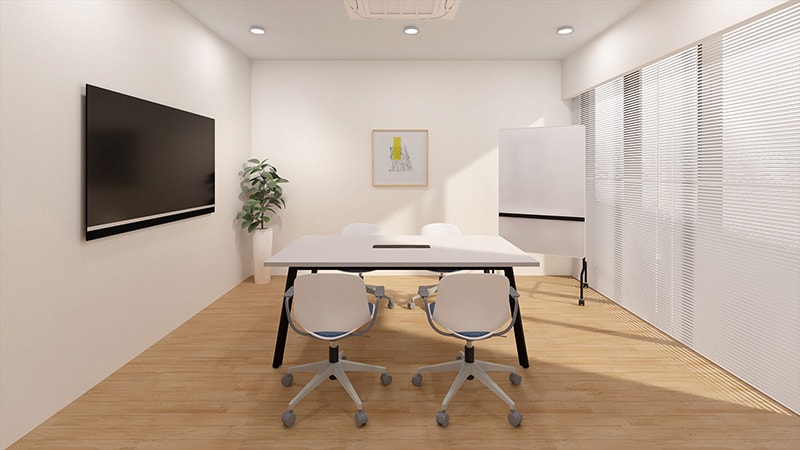 コーディネート事例①：ナチュラルモダンテイストの会議室コーディネート