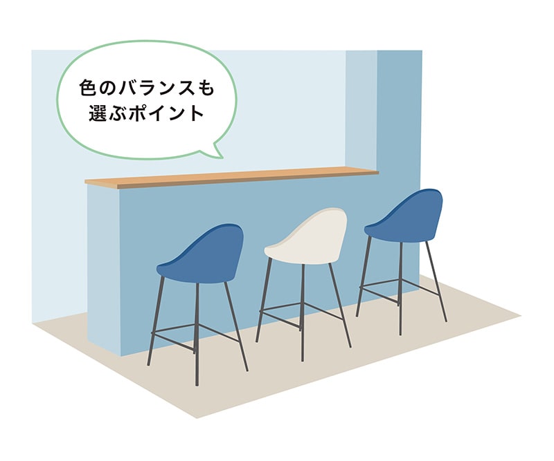 インテリアのカラーバランスがとれているイラスト