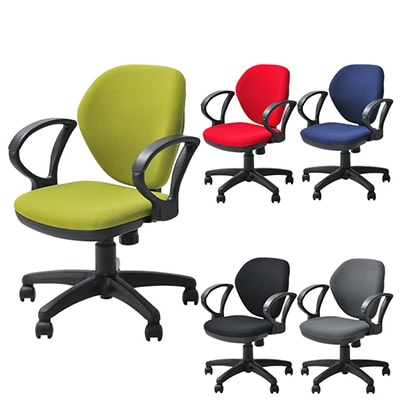 肘掛付きで快適に座れる「ワークスチェア 布張り 肘付き ロッキング WORKS-CHAIR-A」