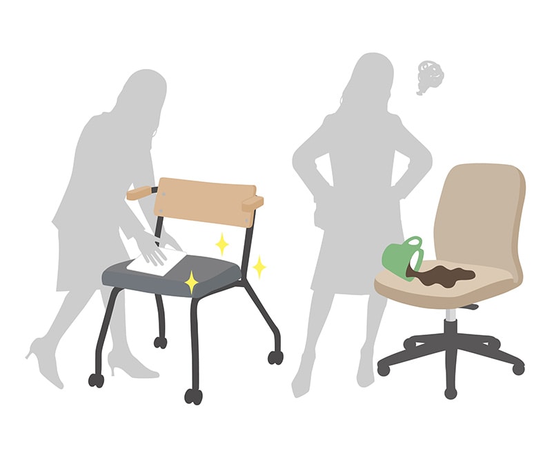 よごれても水拭きができることを示したイラスト