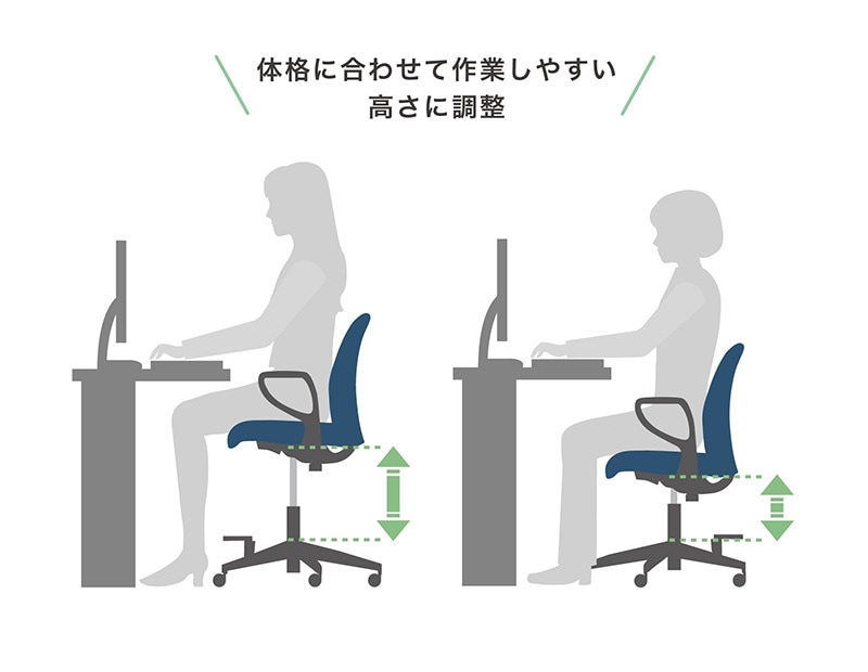 上下昇降機能で高さ90cmのデスクやカウンターまで対応
