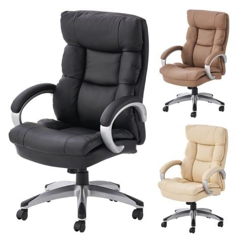 「ラクシア2」肘付きハイバック レザーチェア コイルスプリング採用