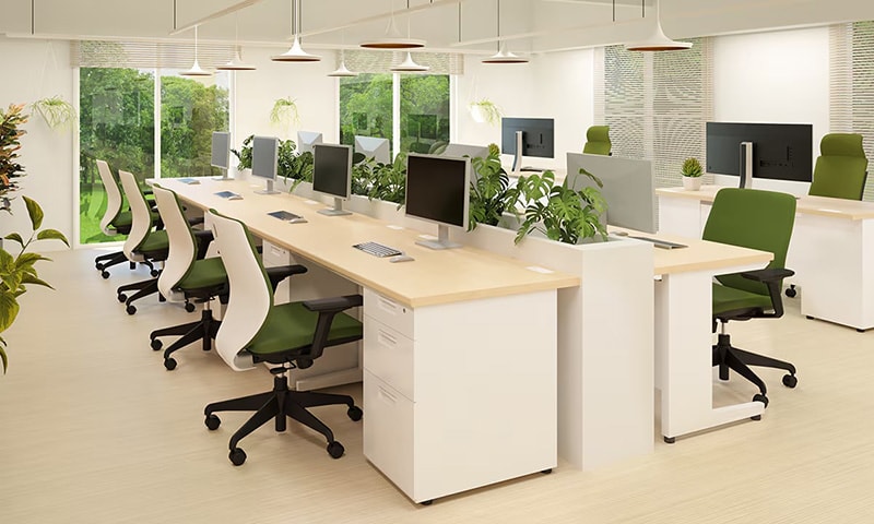 自然の温もり満載でグリーンが彩るおしゃれワークスペース