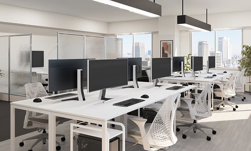 モノトーンでシンプルにまとめたおしゃれなワークスペース