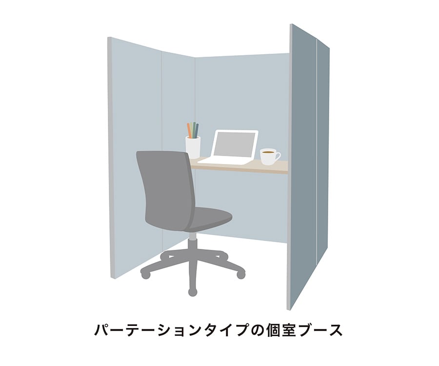 パーテーションタイプの個室ブースのイラスト