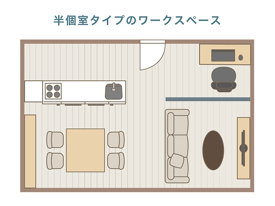 半個室タイプ:適度な集中力を確保