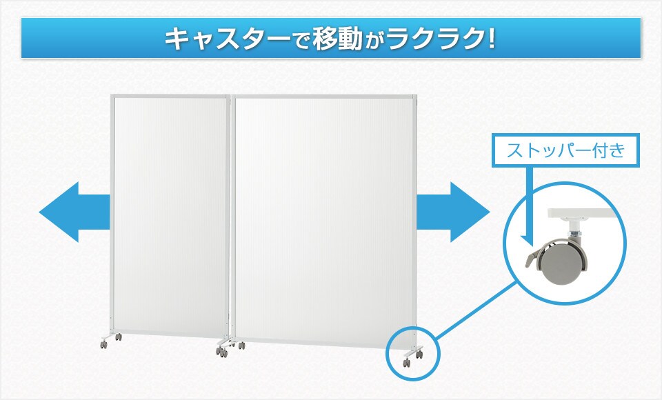 キャスターに付け替えて、パーテーションの移動がラクラクに
