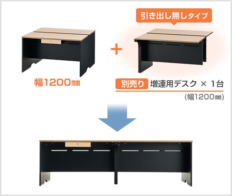 引き出し付き+引き出し無しの組み合わせも