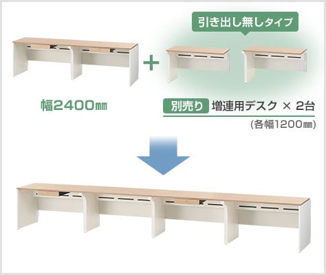 引き出し付き+引き出し無しの組み合わせも