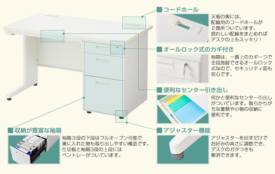 スチールデスクのこだわりの機能