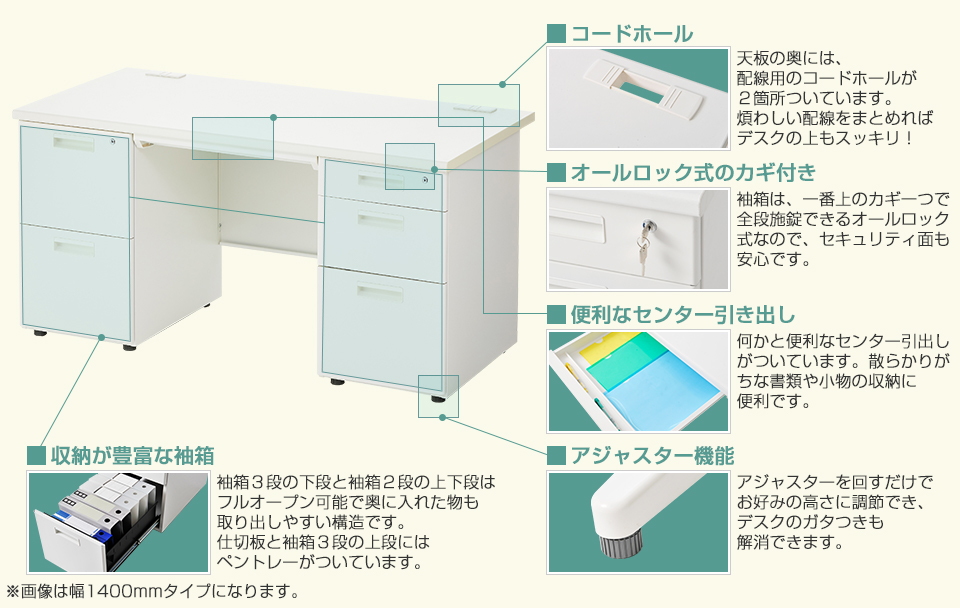 スチールデスクのこだわりの機能