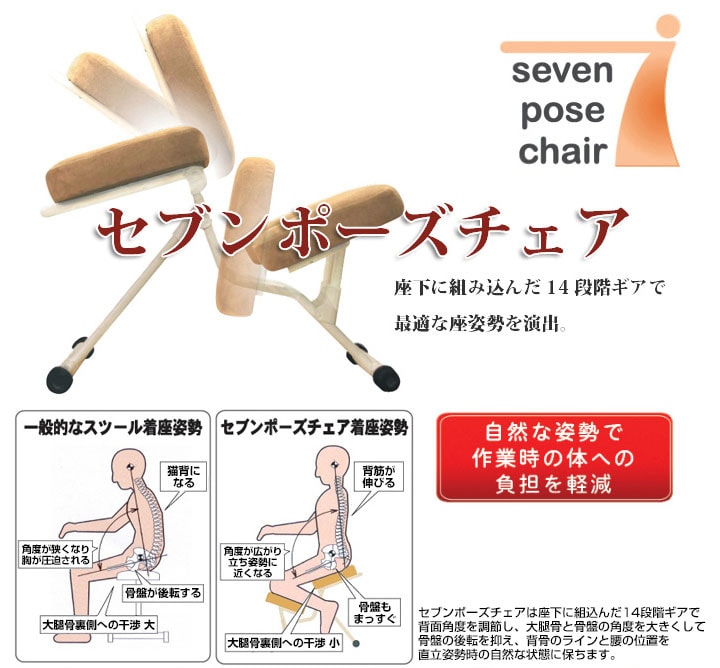 自然な姿勢で作業時の体への負担を軽減