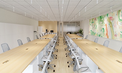 【約45坪・32人用】開放感と温もりが心地よく調和するナチュラルモダンオフィス