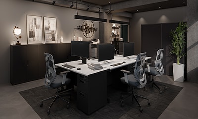 【15坪・5人用】品よく整うシックな小規模おしゃれオフィス