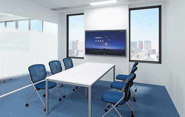 【約30坪・12人用】ブルー×ホワイトでつくる、清潔感溢れる実用的なオフィスレイアウト