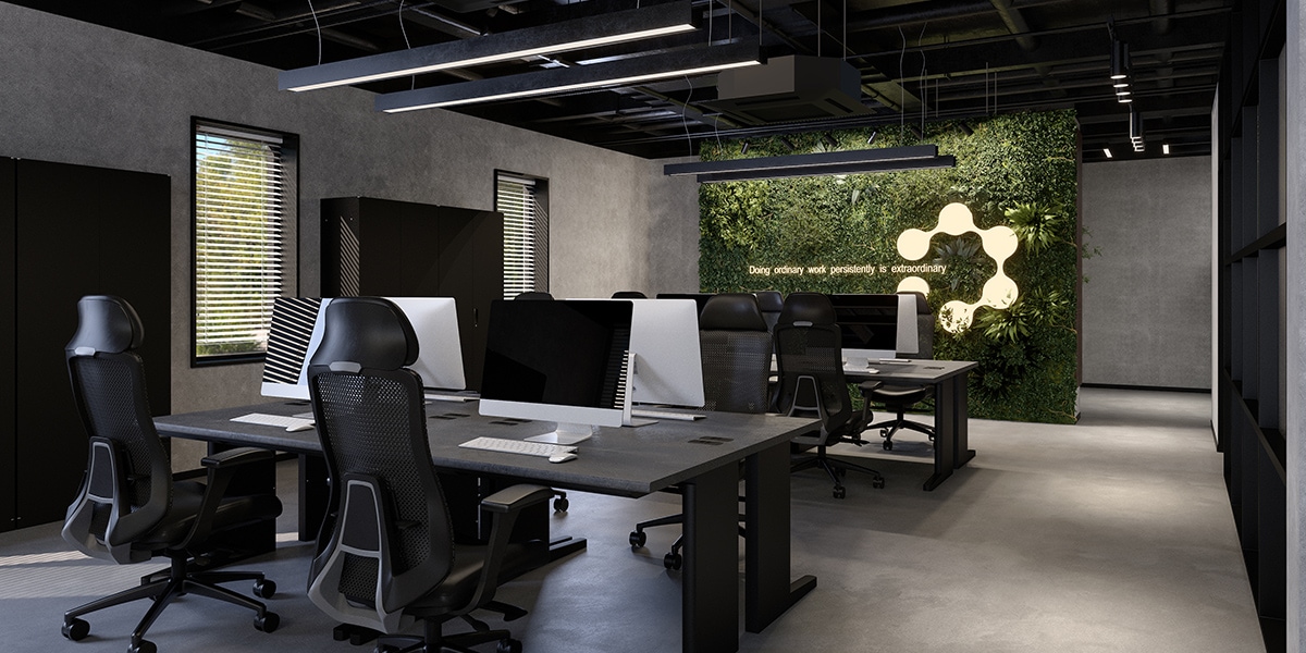 【12坪・4人用】予算約30万円で実現!ナチュラル×ブラックのおしゃれオフィス空間