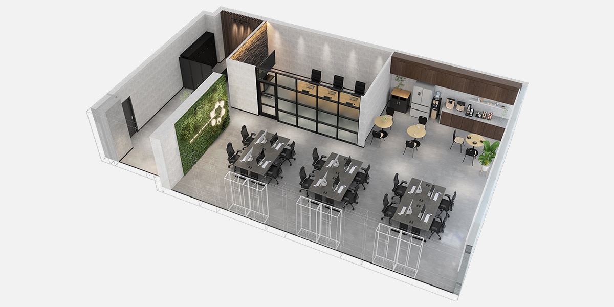 【12坪・4人用】予算約30万円で実現!ナチュラル×ブラックのおしゃれオフィス空間