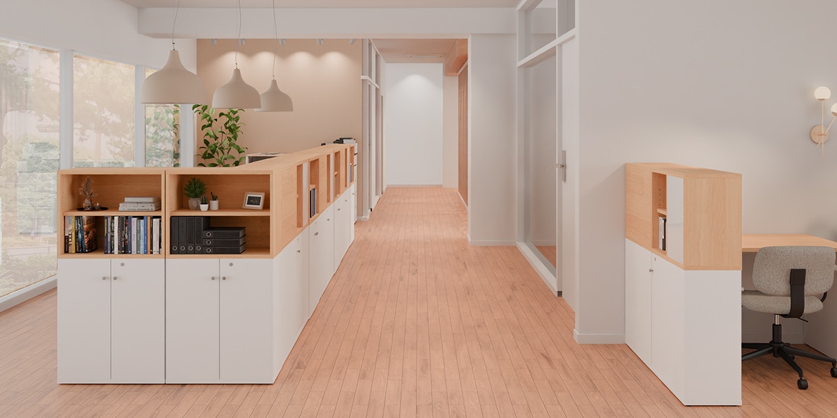 【50坪・13人用】没入感を叶える固定席向けオフィスレイアウト