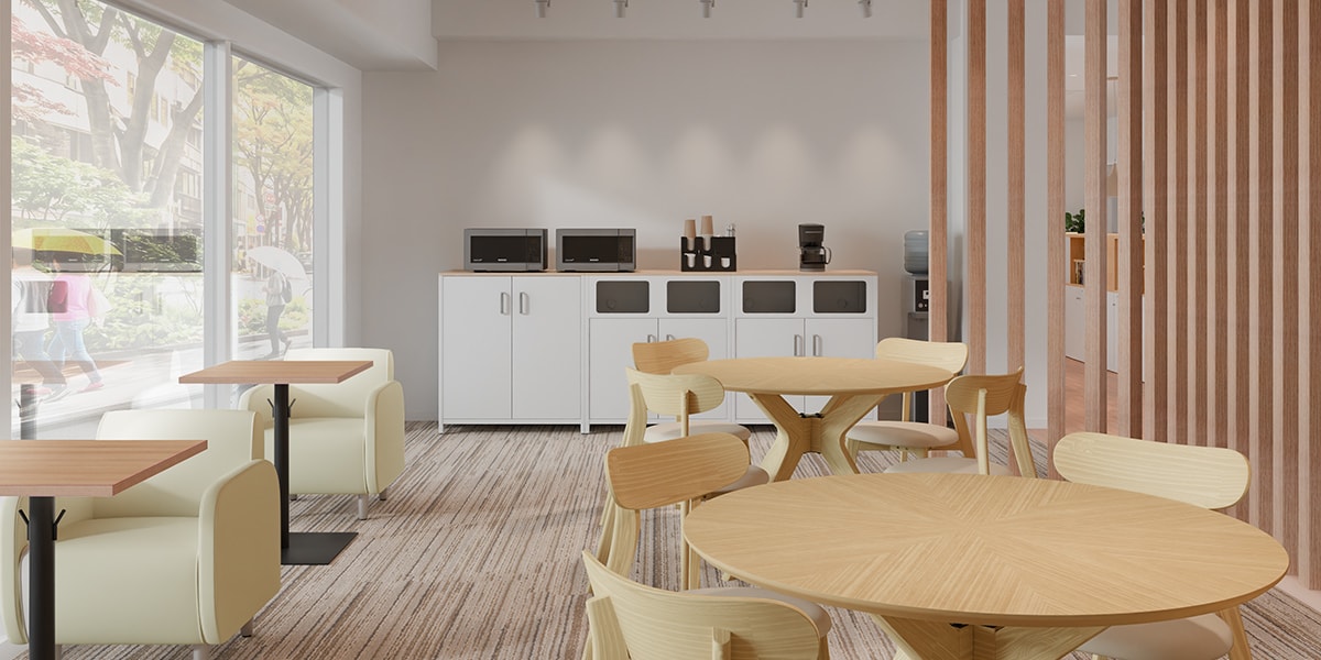 【50坪・13人用】没入感を叶える固定席向けオフィスレイアウト