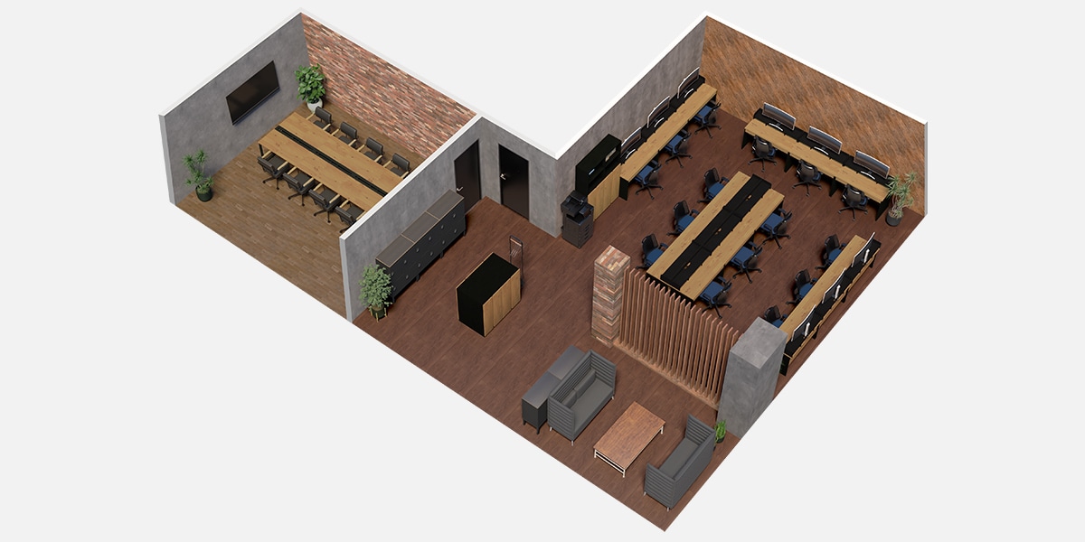 【約30坪・15人用】味わい深いブルックリン風のおしゃれオフィス