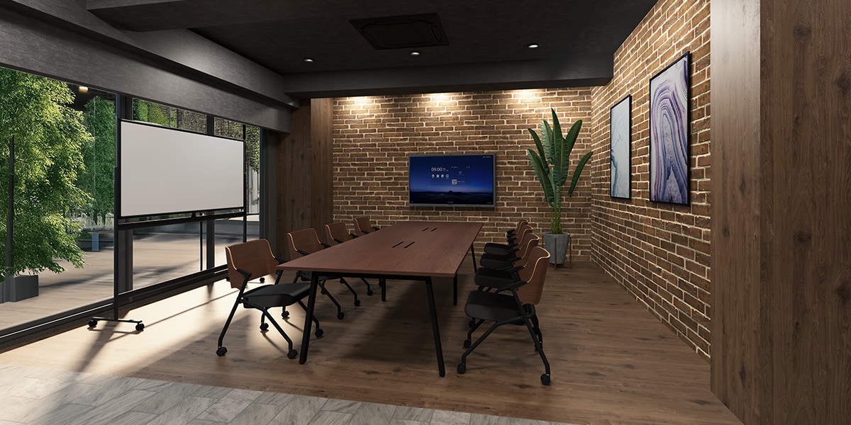 【約50坪・15人用】おしゃれで開放的な温もりあふれるカフェ風オフィスレイアウト