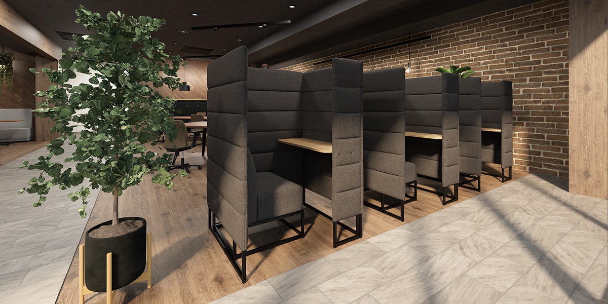 【約50坪・15人用】おしゃれで開放的な温もりあふれるカフェ風オフィスレイアウト