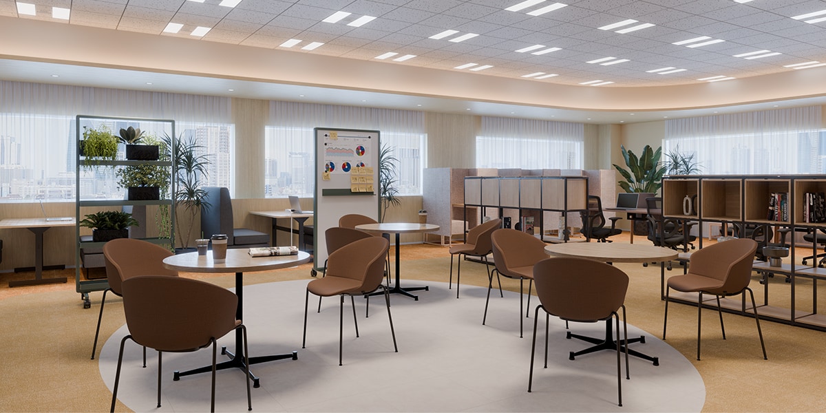 【60坪・15人用】集中と対話が交差するおしゃれなモダンオフィス