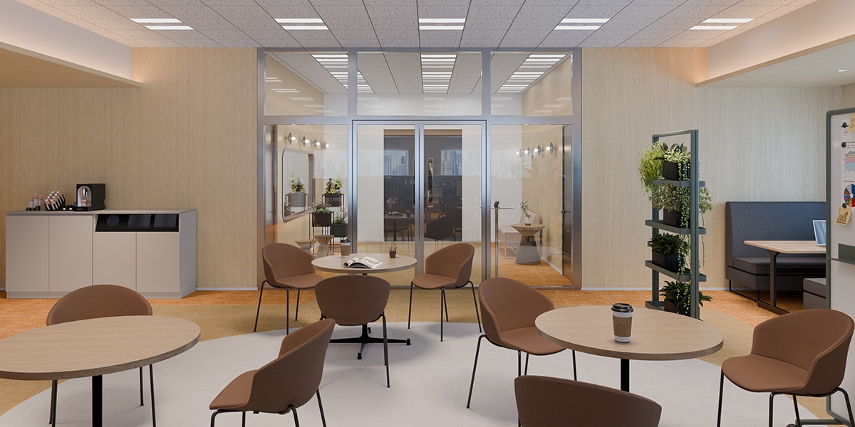 【60坪・15人用】集中と対話が交差するおしゃれなモダンオフィス