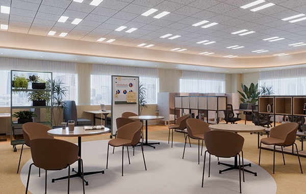 【60坪・15人用】集中と対話が交差するおしゃれなモダンオフィス