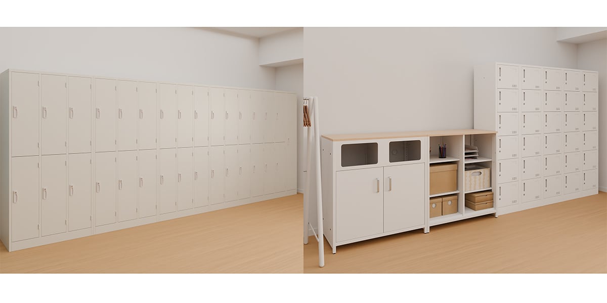 【17坪・20人用】スタッキングテーブルを用いたおしゃれな塾レイアウト