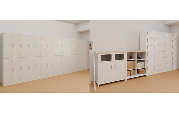 【17坪・20人用】スタッキングテーブルを用いたおしゃれな塾レイアウト