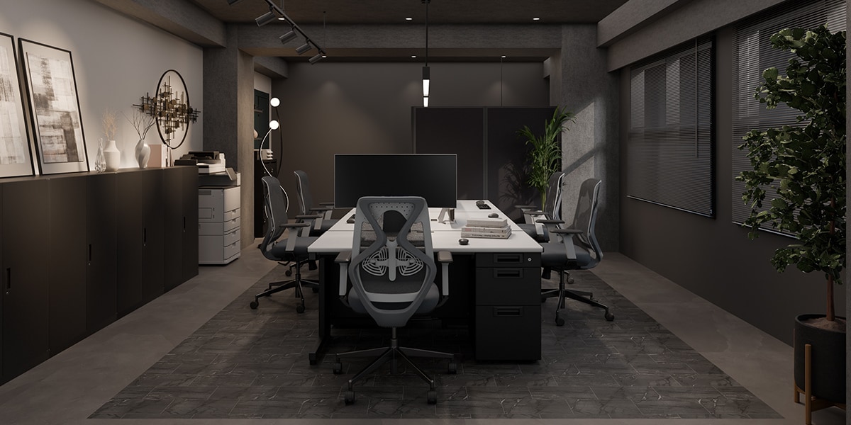 【15坪・5人用】品よく整うシックな小規模おしゃれオフィス