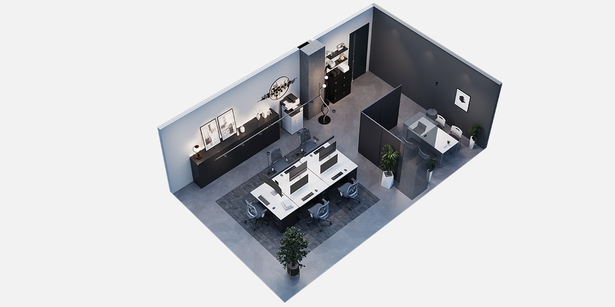 【15坪・5人用】品よく整うシックな小規模おしゃれオフィス