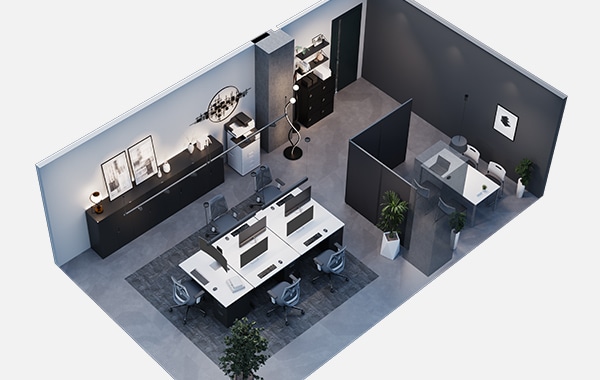 【15坪・5人用】品よく整うシックな小規模おしゃれオフィス