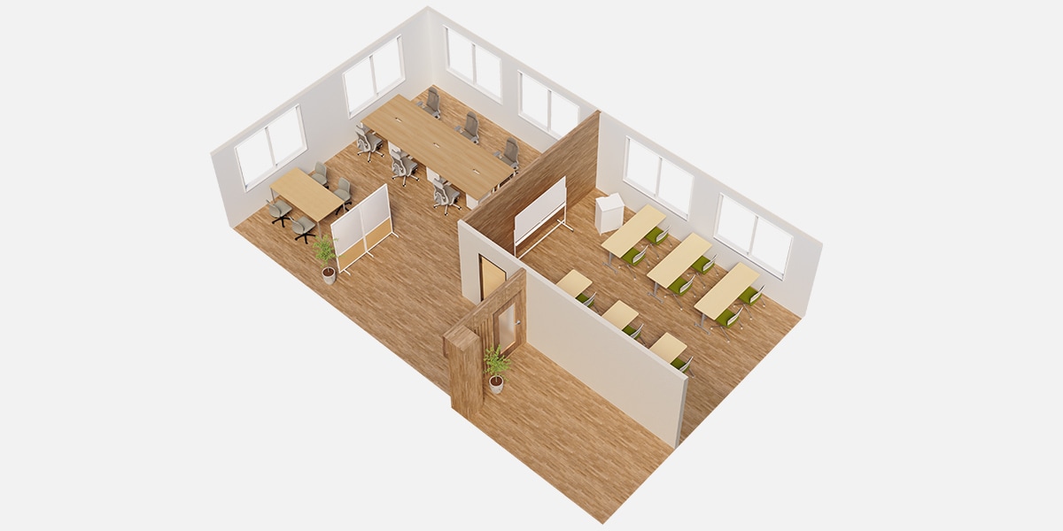 【約30坪・6人用】機能性が高いナチュラルテイストのおしゃれオフィス