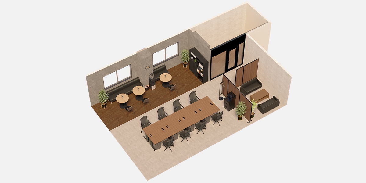 【約20坪・8人用】インダストリアルモダンテイストのおしゃれオフィス