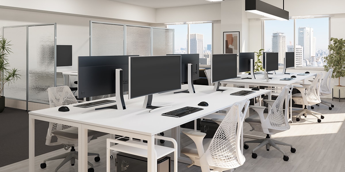 【約20坪・8人用】モノトーンでまとめたおしゃれな小規模オフィス