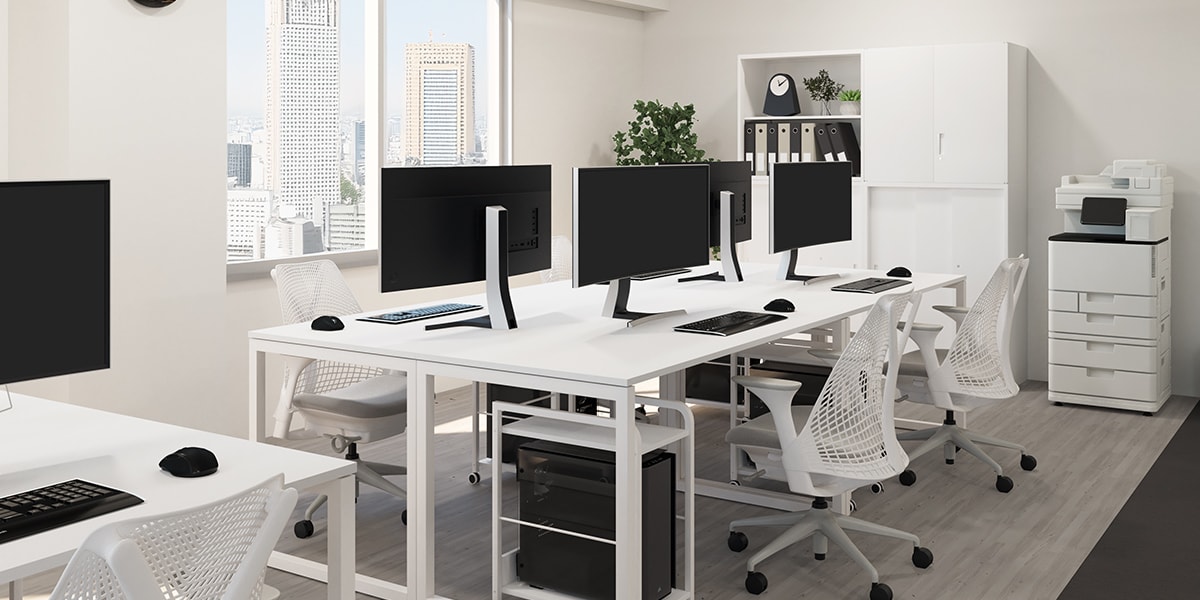 【約20坪・8人用】モノトーンでまとめたおしゃれな小規模オフィス