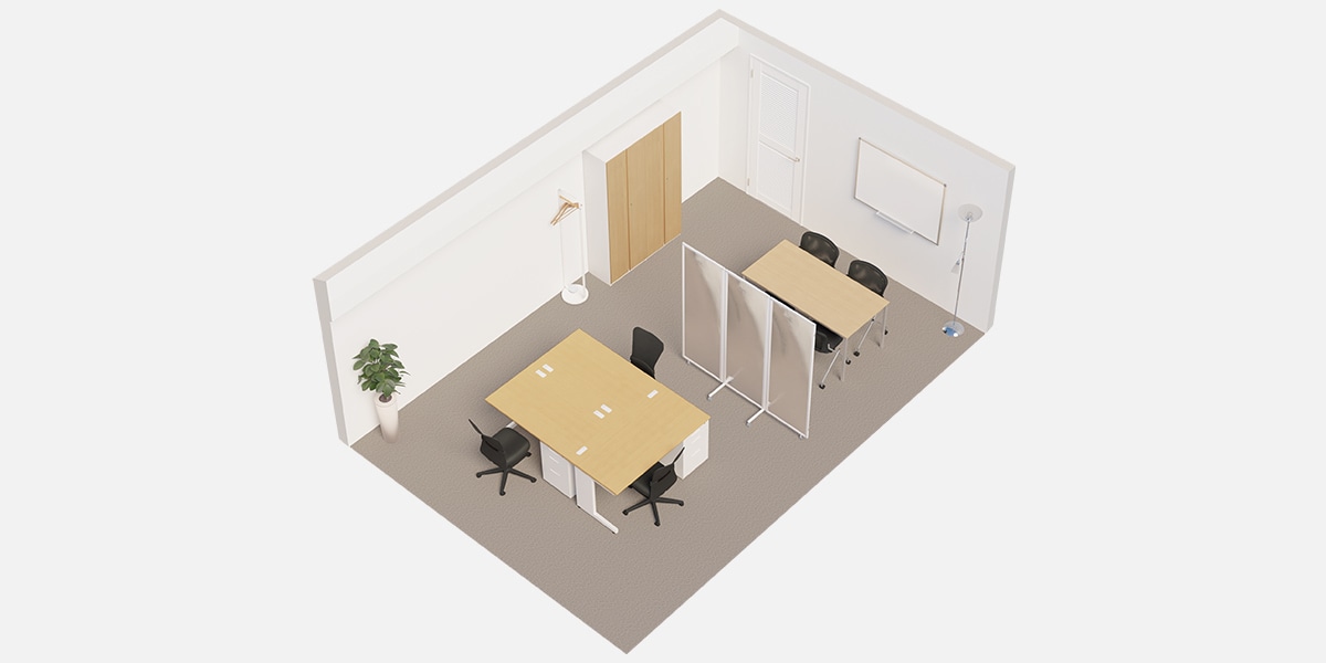 【5～6坪・3人用】予算約30万円! 価格重視のおしゃれなオフィスレイアウト