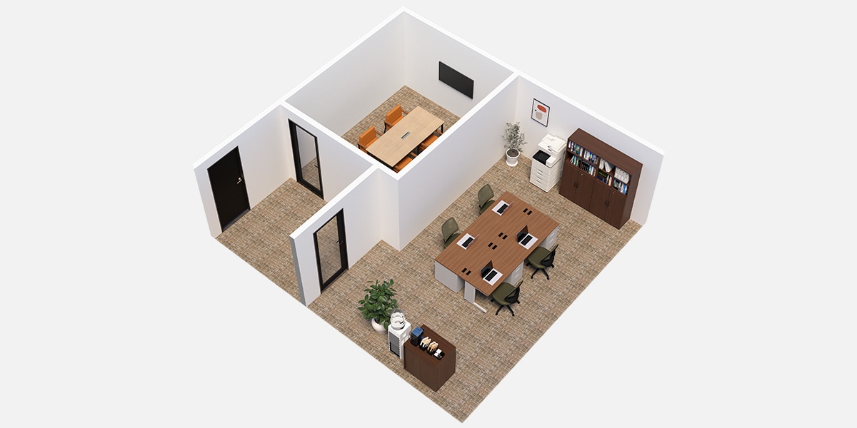 【12坪・4人用】予算約40万円で整う!集中×整理のスマートモダンオフィス