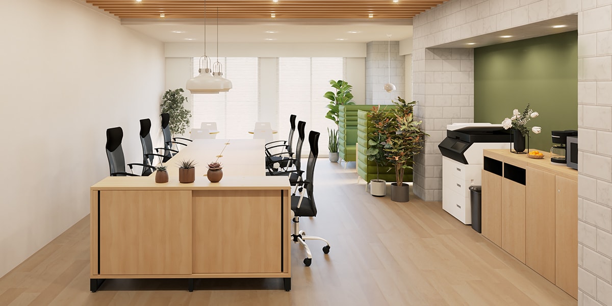 【11～12坪・6人用】予算約60万円で!温もり溢れるおしゃれオフィス